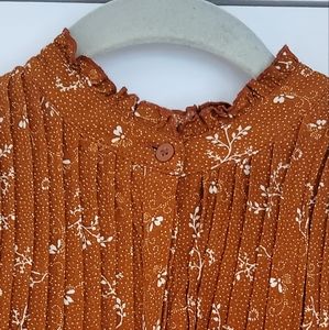 Treasure & Bond Button Down Sleeveless Blouse - Small - Burnt Orange/Cream